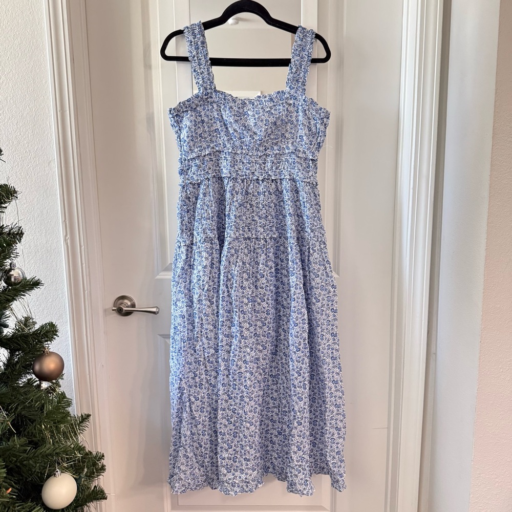 Gap X Doen Smocked Square-Neck Midi Dress